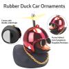 wonuu Rubber Duck Car Decorations Black Duck Car Dashboard Ornaments with Propeller Helmet (Black-Brilliant Red) view 4