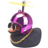 wonuu Rubber Duck Car Decorations Black Duck Car Dashboard Ornaments with Propeller Helmet (Black-Brilliant Rose) view 1