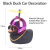 wonuu Rubber Duck Car Decorations Black Duck Car Dashboard Ornaments with Propeller Helmet (Black-Brilliant Rose) view 3