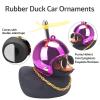 wonuu Rubber Duck Car Decorations Black Duck Car Dashboard Ornaments with Propeller Helmet (Black-Brilliant Rose) view 4