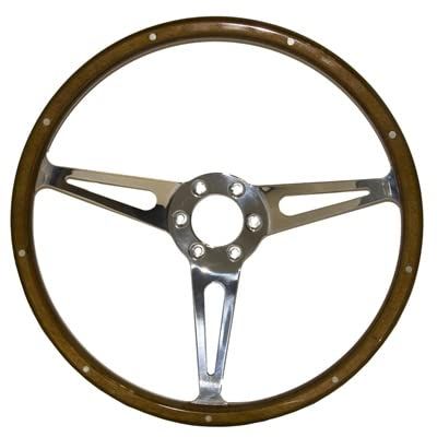 Scott Drake S1MS-3600-WG-6 GT350 Style Wood & Aluminum 15" 6 Hole Steering Wheel
