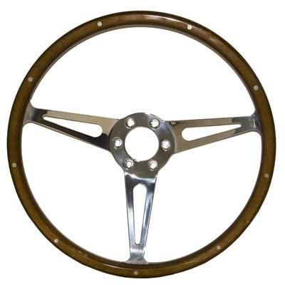 Scott Drake S1MS-3600-WG-6 GT350 Style Wood & Aluminum 15" 6 Hole Steering Wheel