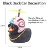 wonuu Rubber Duck Car Decorations Black Duck Car Dashboard Ornaments with Propeller Helmet (Black-Snail) view 3