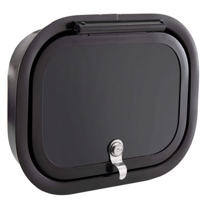 RecPro RV Baggage Door | Rounded Corners | Camper | Compartment Door | Black Fiberglass (12" W x 9" H) | Made in America