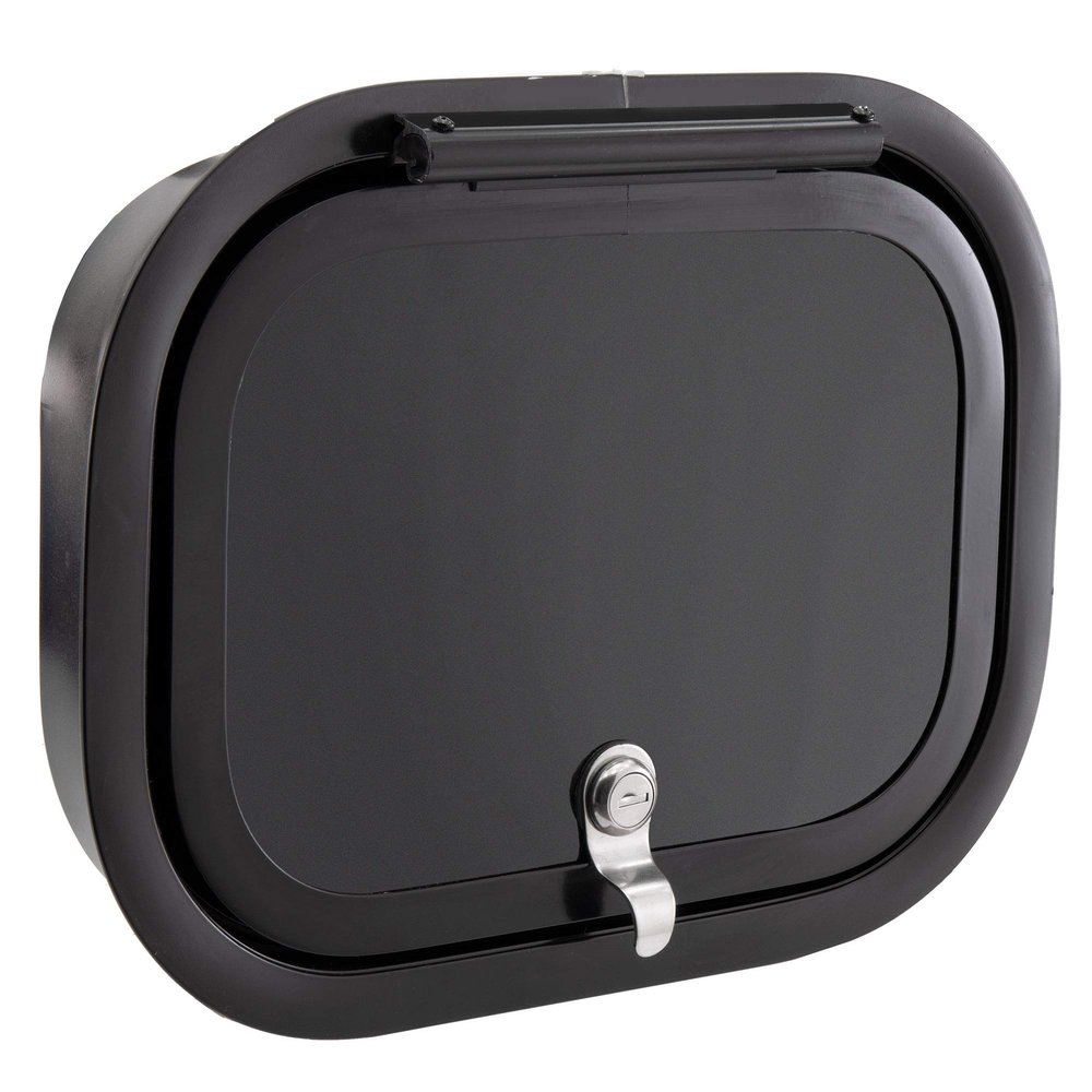 RecPro RV Baggage Door | Rounded Corners | Camper | Compartment Door | Black Fiberglass (12" W x 9" H) | Made in America