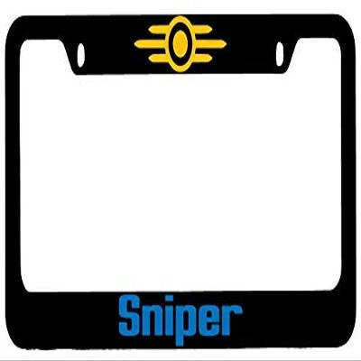 Dots Gifts Sniper Black Metal License Plate Frame DG