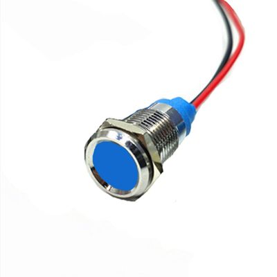 Metal Indicator Light, AC 6V Waterproof Panel Mount Signal Lamp 12mm, Car Boat Pilot Indicators with Wire 15cm 1pcs Blue
