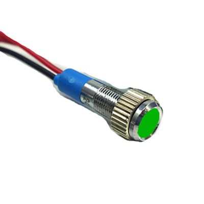 Metal Indicator Light, AC 24V Waterproof Panel Mount Signal Lamp 8mm, Car Boat Pilot Indicators with Wire 15cm 1pcs Green
