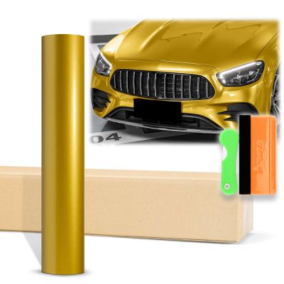 12"x60" (1FTx5FT) Gold High Gloss Glossy Vinyl Wrap Auto Car Sticker Decal Film Sheet Bubble Free Air Release Technology with Tool Kit