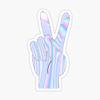 Holographic Peace Hand Sticker - Sticker - DIe Cut Vinyl - Bright Print Sticker view 1