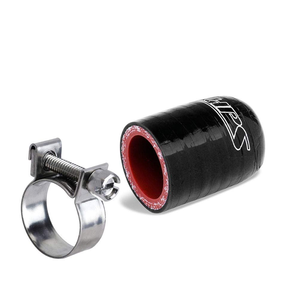 HPS RSCC-025-BLK 1/4" Black Silicone Coolant Cap+Clamp (coolant/water/air. turbo bypass valve/vacuum/throttle body water port/heater core/fix leak)