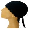 Black Bandana Head Wrap, Stretchy Cotton Motorcycle Helmet Liner Biker Skull Cap Do Rag Cycling Hat view 3