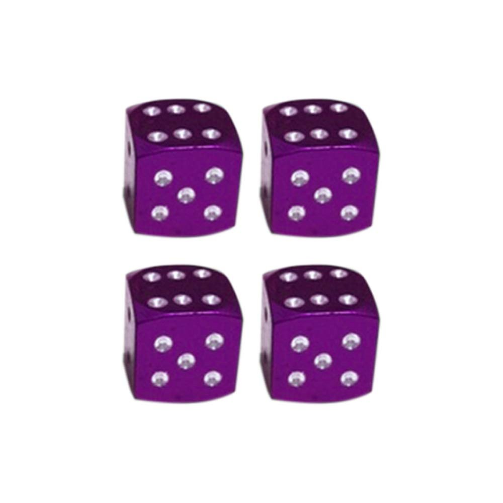 BARMI 4Pcs Dice Shape Car Motorcycle Wheel Tyre Air Valve Stem Anti-dust Cover Caps,Perfect Bike Accessories Purple