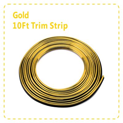 Mr.Brighton LED Gold Car Interior Decorative Molding Door Panel Gap Trim DIY Flexible Strip with Free Installation Tools (10Ft)