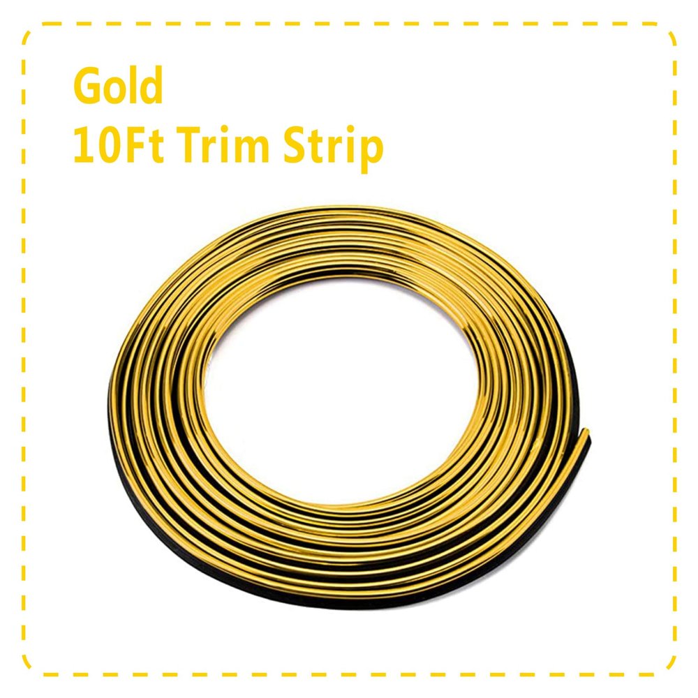 Mr.Brighton LED Gold Car Interior Decorative Molding Door Panel Gap Trim DIY Flexible Strip with Free Installation Tools (10Ft)