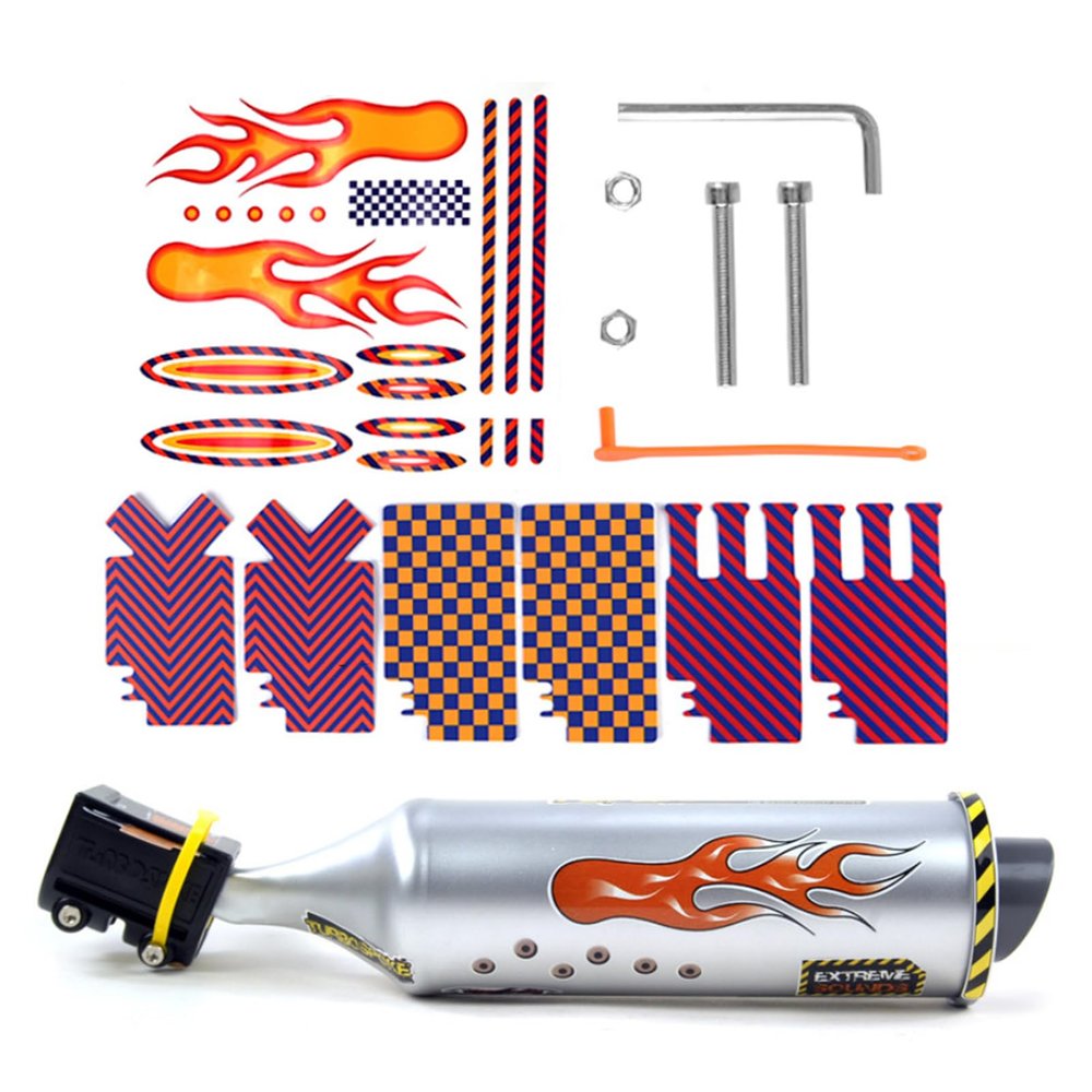 Exhaust Pipe, 6 Different Turbo Motorcycle Sound Effects Bicycle MTB Road Bike Exhaust Pipe Silver