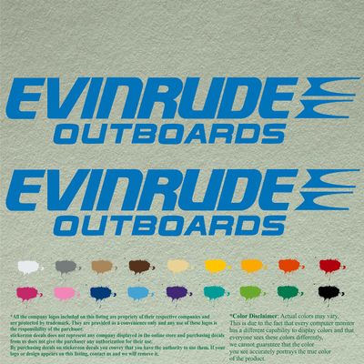 Pair of Evinrude Compatible Replacement Outboards Decals Vinyl Stickers Boat Outboard Motor Set of 2 (18 inch, Sky Blue 084)