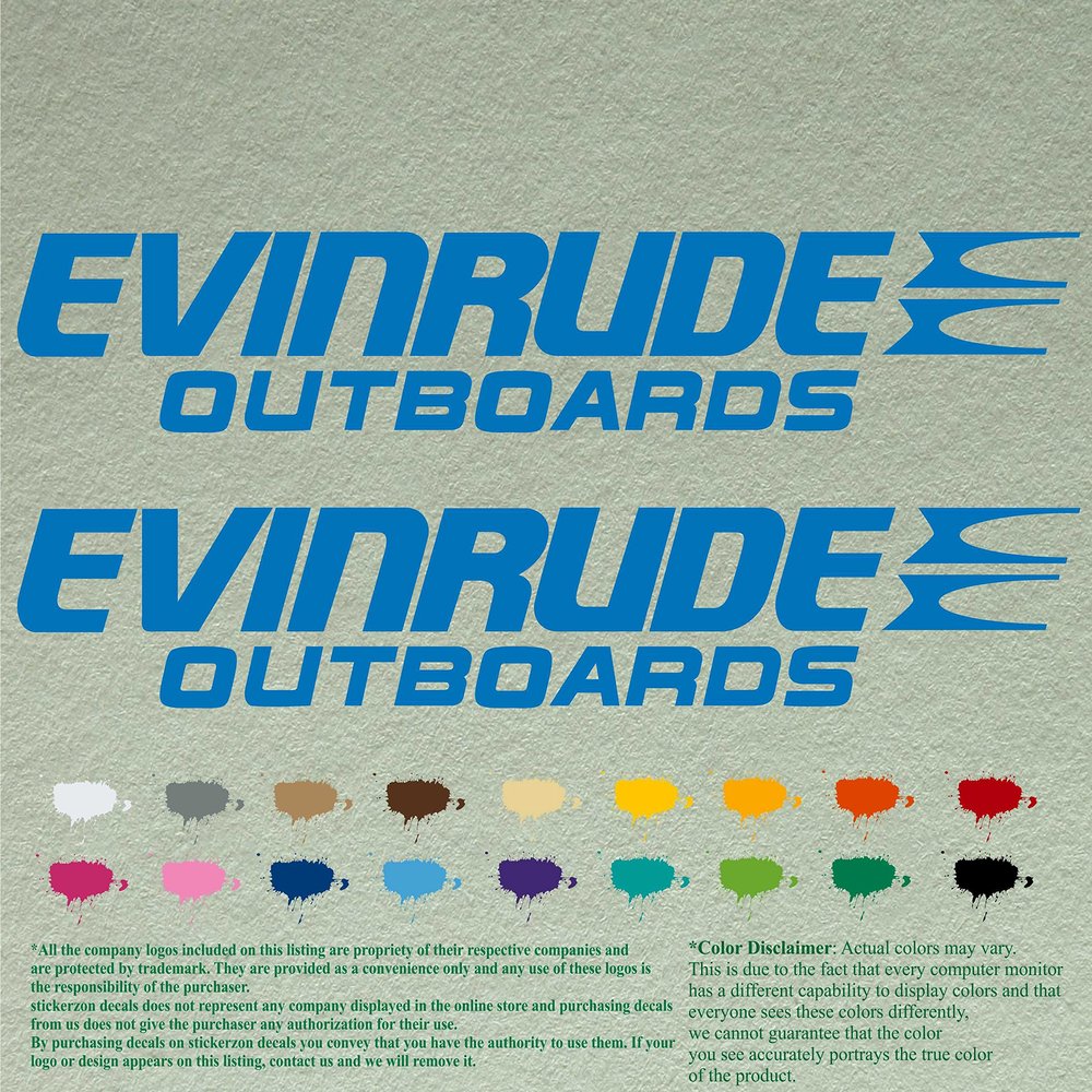 Pair of Evinrude Compatible Replacement Outboards Decals Vinyl Stickers Boat Outboard Motor Set of 2 (18 inch, Sky Blue 084)