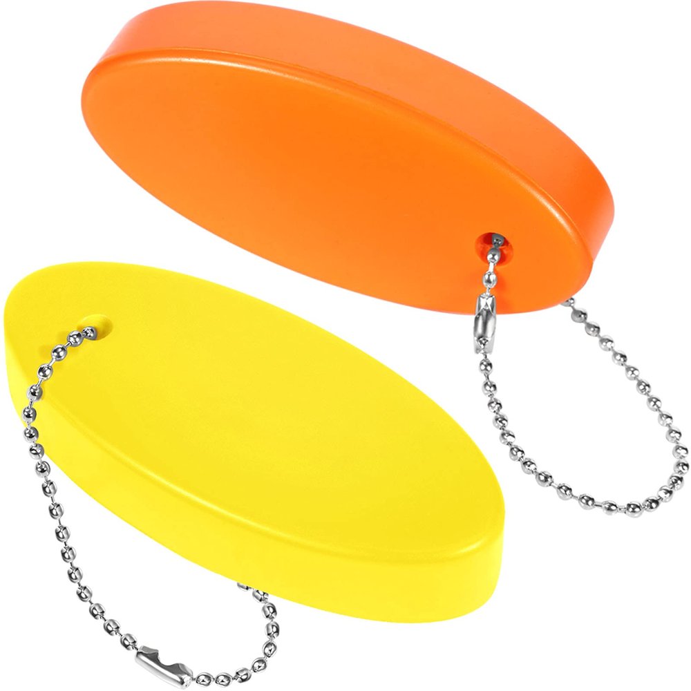 Boao 2 Pcs Floating Keychain for Boat Keys Oval Shaped Floating Key Ring Pendant for Boating Fishing Sailing Outdoor Sports(Orange and Yellow,2 Pieces)