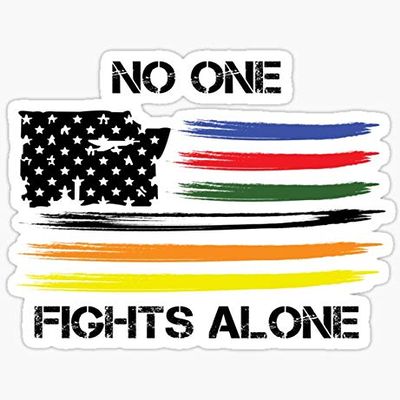 No one Fights Alone First Responder Flag - Sticker Graphic - Decal Sticker