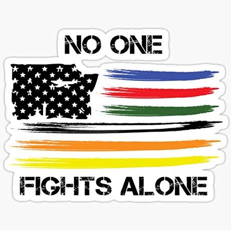 No one Fights Alone First Responder Flag - Sticker Graphic - Decal Sticker