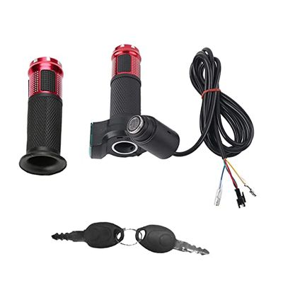 Dilwe Throttle Set, Very Linear Acceleration, Throttle with LED Screen Handle with Key for Electric 4 Colors(red)