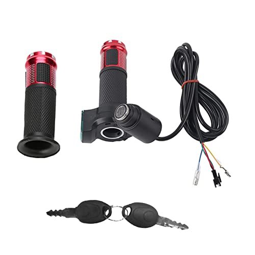Dilwe Throttle Set, Very Linear Acceleration, Throttle with LED Screen Handle with Key for Electric 4 Colors(red)