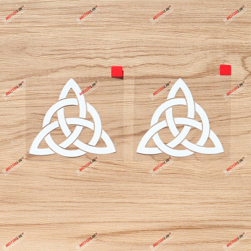 Triquetra Celtic Trinity Knot Symbol Vinyl Decal Sticker - 2 Pack White, 3 Inches - for Car Laptop Window Phone