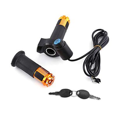 Dilwe Throttle Set, Very Linear Acceleration, Throttle with LED Screen Handle with Key for Electric 4 Colors(Gold) and Spare Parts