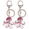 Octopus Charm Keychain 2Pcs Cute Octopus Crystal Rhinestones Keychain Animal Keyring Car & Bag Accessory Charm Pendant Gift(3) view 1