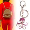 Octopus Charm Keychain 2Pcs Cute Octopus Crystal Rhinestones Keychain Animal Keyring Car & Bag Accessory Charm Pendant Gift(3) view 2