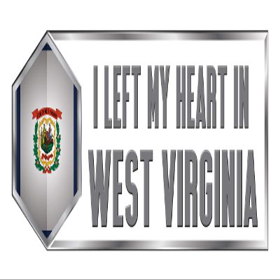 Makoroni I Left My Heart in WEST Virginia State, CAR Magnet-Magnetic Bumper Sticker 3x9 or 4x12 inc., DesF71