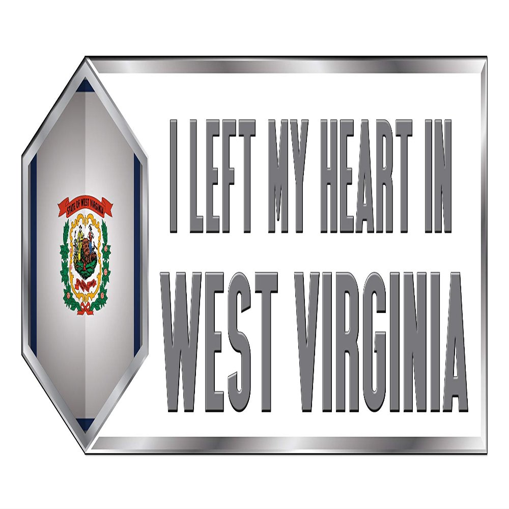 Makoroni I Left My Heart in WEST Virginia State, CAR Magnet-Magnetic Bumper Sticker 3x9 or 4x12 inc., DesF71