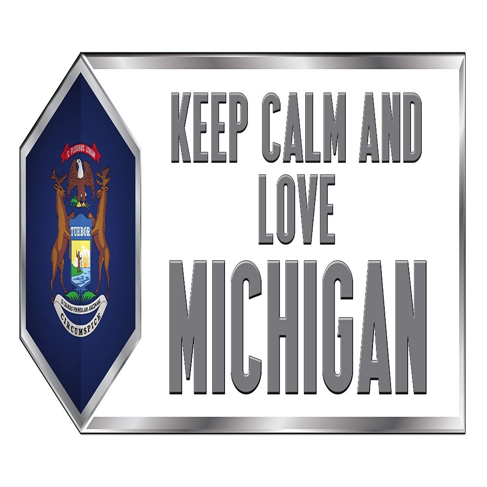 Makoroni Keep Calm and Love Michigan State, CAR Magnet-Magnetic Bumper Sticker 3x9 or 4x12 inc., DesI24