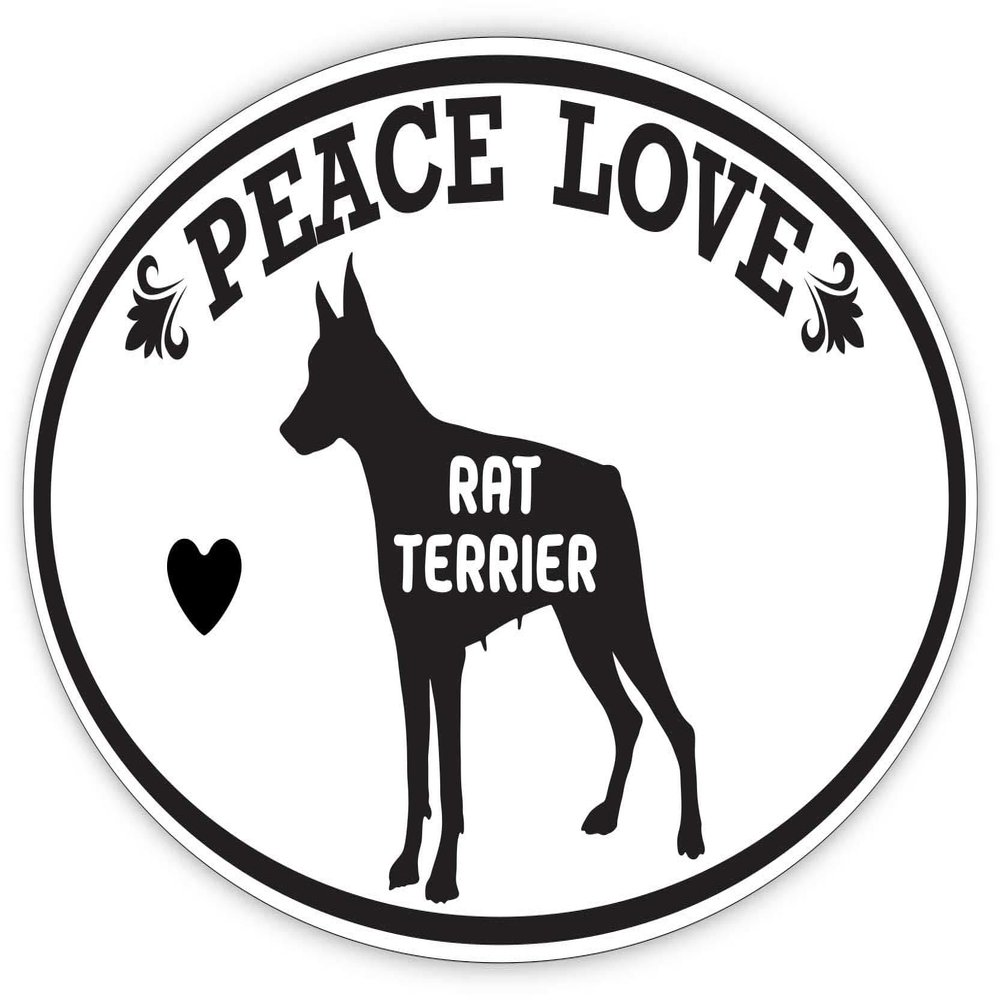 Makoroni Peace Love Rat Terrier, CAR Magnet-Magnetic Bumper Sticker 3x5 or 4.5x7.5 inc., DesG27
