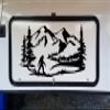 Minglewood Trading Turquoise | Bigfoot Mountain Trees Scene Vinyl Decal V5 | Camper RV Travel Trailer Graphics 4x4 | Die Cut Sticker | 15w x 7.5h inches view 1