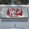 Minglewood Trading Turquoise | Bigfoot Mountain Trees Scene Vinyl Decal V5 | Camper RV Travel Trailer Graphics 4x4 | Die Cut Sticker | 15w x 7.5h inches view 3