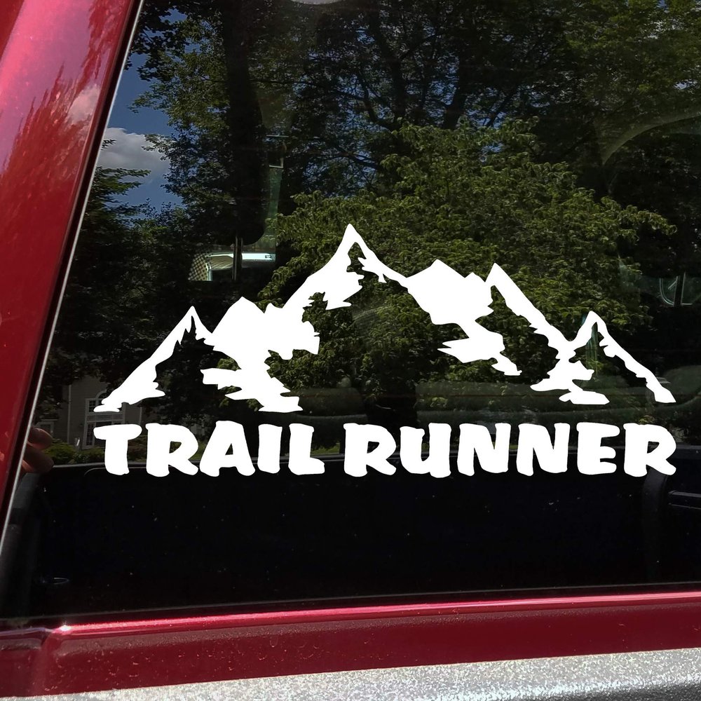 Minglewood Trading Lime - Trail Runner Vinyl Decal V2 - Mountains Ultra Forest Running - Die Cut Sticker - 10w x 4h inches