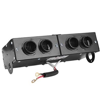 Car Heater, 12V 4 Hole Auto Heating Fan Defroster Defogger Demister for WINDSHIELD Fast Defogging Adjustable Power Dual Switch Iron Durable Design for Car Truck RV Camping Use