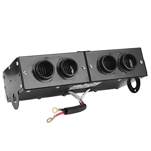 Car Heater, 12V 4 Hole Auto Heating Fan Defroster Defogger Demister for WINDSHIELD Fast Defogging Adjustable Power Dual Switch Iron Durable Design for Car Truck RV Camping Use