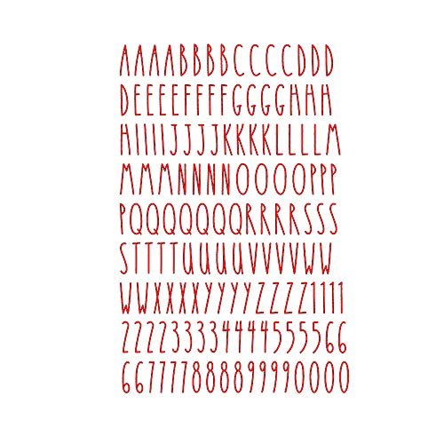 Imagnt Studio Organizing Decal ABC Set Alphabet Letters & Digits in Skinny Font - DIY Crafts Stickers (Red, Letter Height- 5 inches)