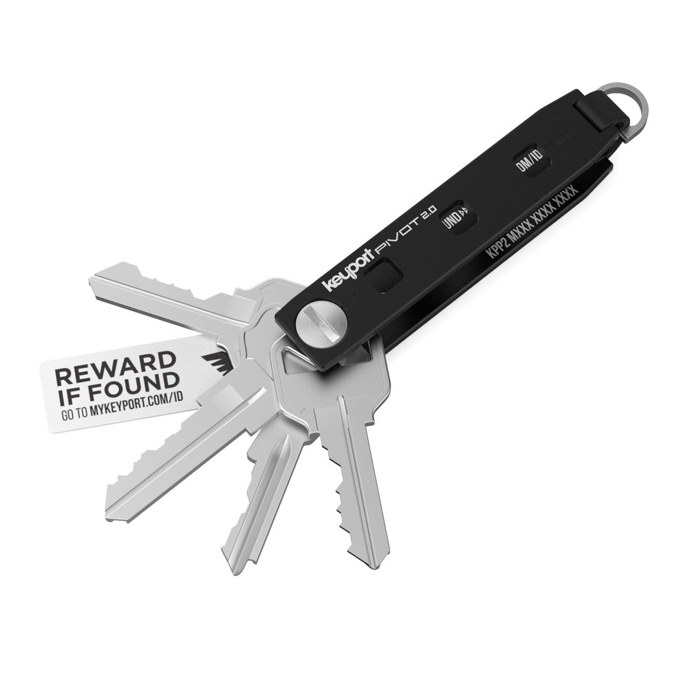 Keyport Pivot 2.0 Key Organizer - EDC Key Holder with Car Key Fob Attachment and Lost & Found Service - Compact, Customizable Modular Design - Keychain Alternative Gift for Men - Aluminum (Black)