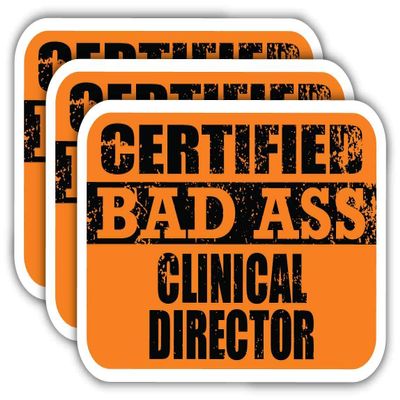 (x3) Certified Bad Ass Clinical Director Stickers | Cool Funny Occupation Job Career Gift Idea | 3M Sticker Vinyl Decal for Laptops, Hard Hats, Windows, Cars