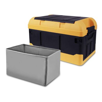 Ergocar Car Trunk Organizer Car Boot Storage Organiser with Waterproof PVC Bag Car Boot Tidy Storage 3 Times Size Folded Portable Box for Car/SUV/Truck/Auto (Yellow Black, 75L)