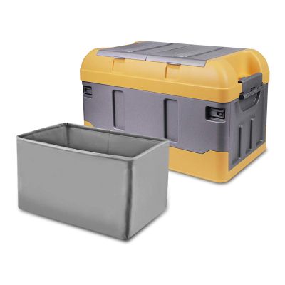 Ergocar Car Trunk Organizer Car Boot Storage Organiser with Waterproof PVC Bag Car Boot Tidy Storage 3 Times Size Folded Portable Box for Car/SUV/Truck/Auto (Yellow Gray, 75L)