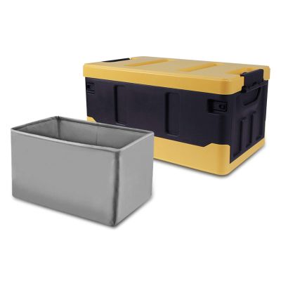 Ergocar Car Trunk Organizer Car Boot Storage Organiser with Waterproof PVC Bag Car Boot Tidy Storage 3 Times Size Folded Portable Box for Car/SUV/Truck/Auto (Yellow Black, 70L)