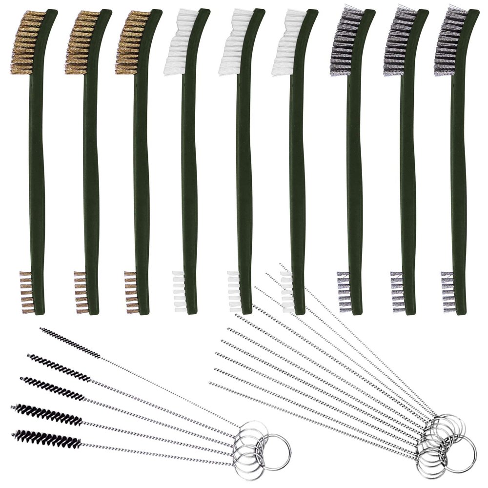FineGood 9 Pcs Wire Brush Set - Carb Cleaner Kit with 3 Brass, 3 Steel, 3 Nylon Brushes for Car Detailing