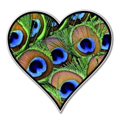 Peacock Feather Heart Sticker for Car Vinyl Decal Window Truck Window Car Bumper Sticker Laptop Decal Motorcycle Helmet (5")