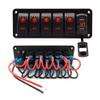 5 Gang Rocker Switch Aluminum Panel with 4.8 Amps Dual USB Rocker Style Fast Charger with Voltmeter Blue Backlit Led Pre-Wired for Marine Boat RV Truck (Red) view 3