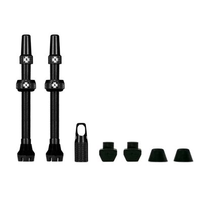 Muc-Off Tubeless Valves V2 60mm Black | 4X 7075 Aircraft-Grade Aluminium Presta Valves with Core Removal Tool | 44mm / 60mm / 80mm - 10 Anodised Color Options | Fits MTB, Gravel & Road